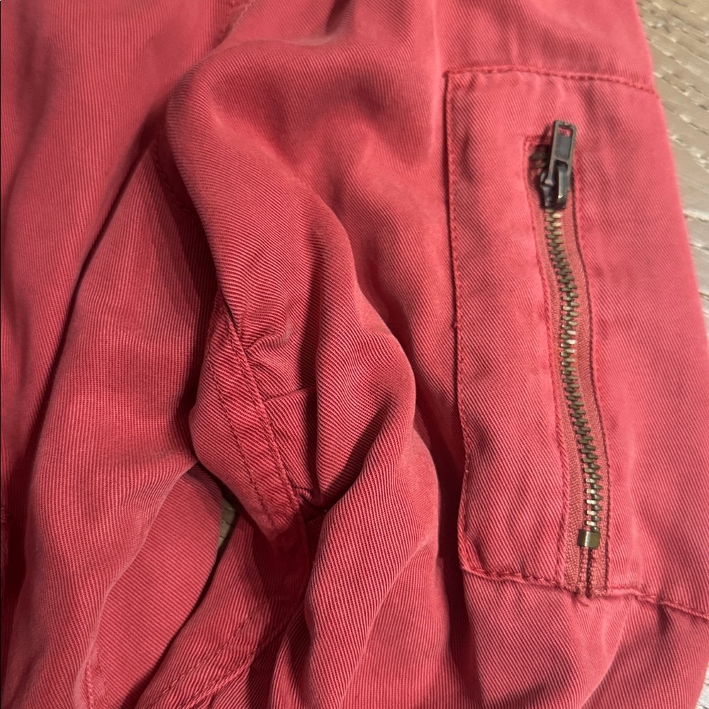 Dear John Red Bomber Jacket Lightweight Zip Up Casual Chic Size S - Picture 6 of 7